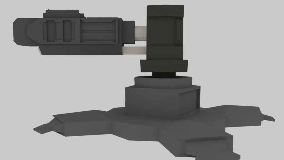 Low poly Turret gun Low-poly 3D model_3