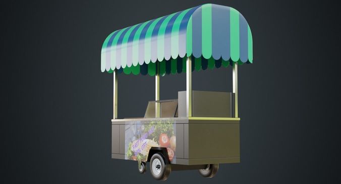 Food Cart 1A Low-poly 3D model 4