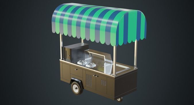 Food Cart 1A Low-poly 3D model 2
