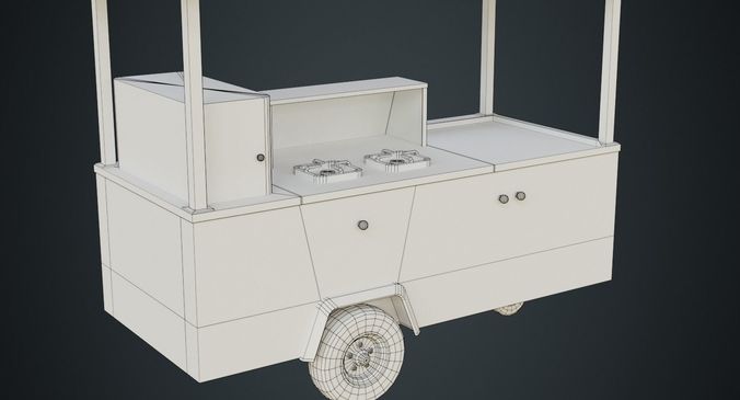 Food Cart 1A Low-poly 3D model 7