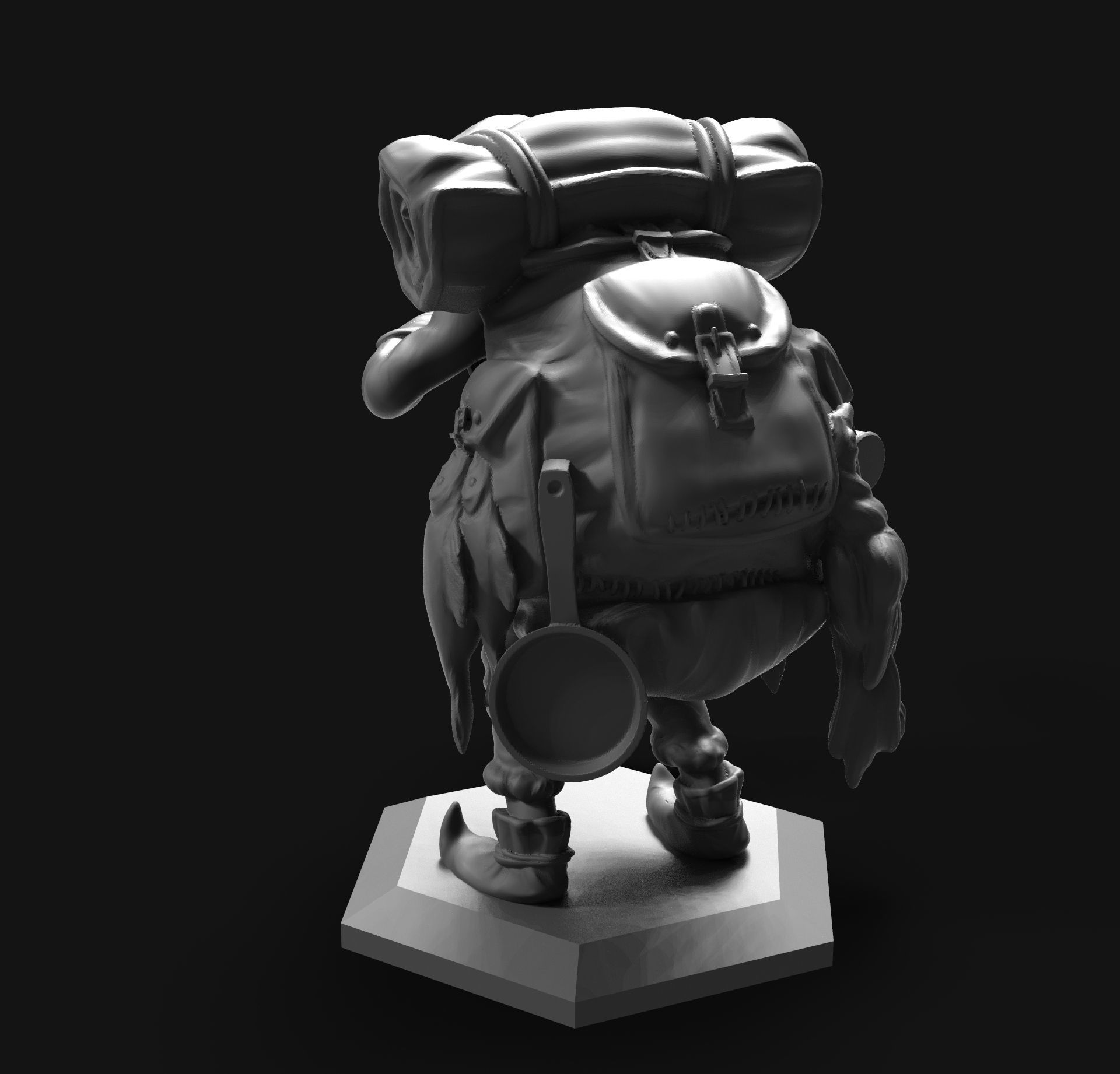Goblin man with backpack carrying knife 3D print model_5