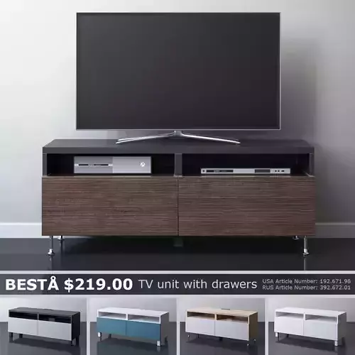 BESTA TV unit with drawers 3D model