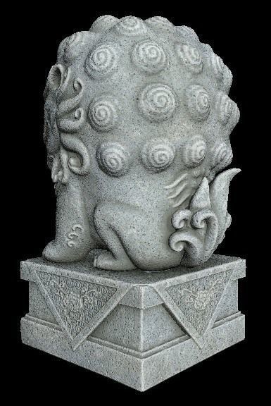 Stylized Chinese Guardian Lion Statue 3D model_4