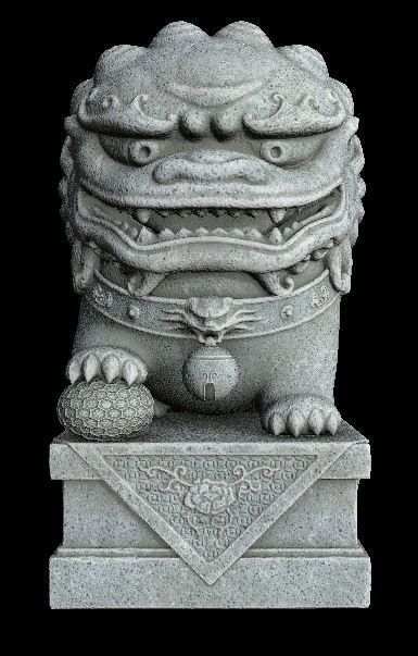Stylized Chinese Guardian Lion Statue 3D model_6