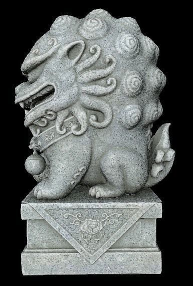 Stylized Chinese Guardian Lion Statue 3D model_5