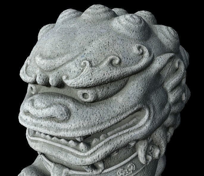 Stylized Chinese Guardian Lion Statue 3D model_11