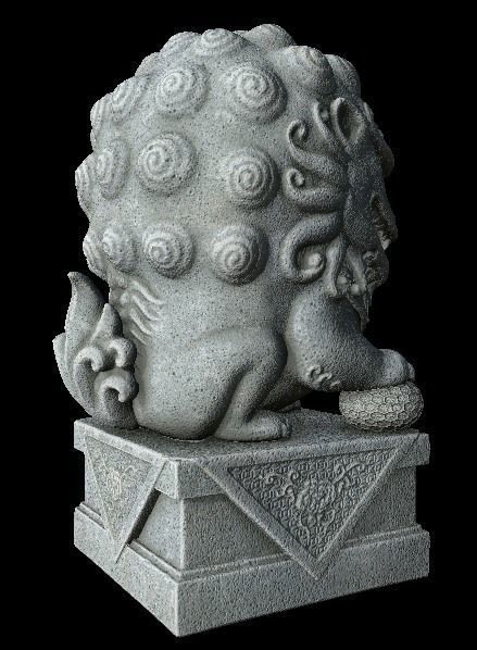 Stylized Chinese Guardian Lion Statue 3D model_9