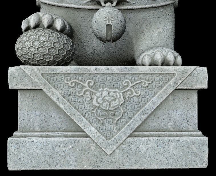 Stylized Chinese Guardian Lion Statue 3D model_8