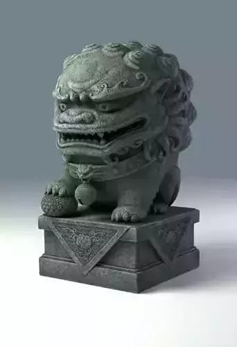 Stylized Chinese Guardian Lion Statue