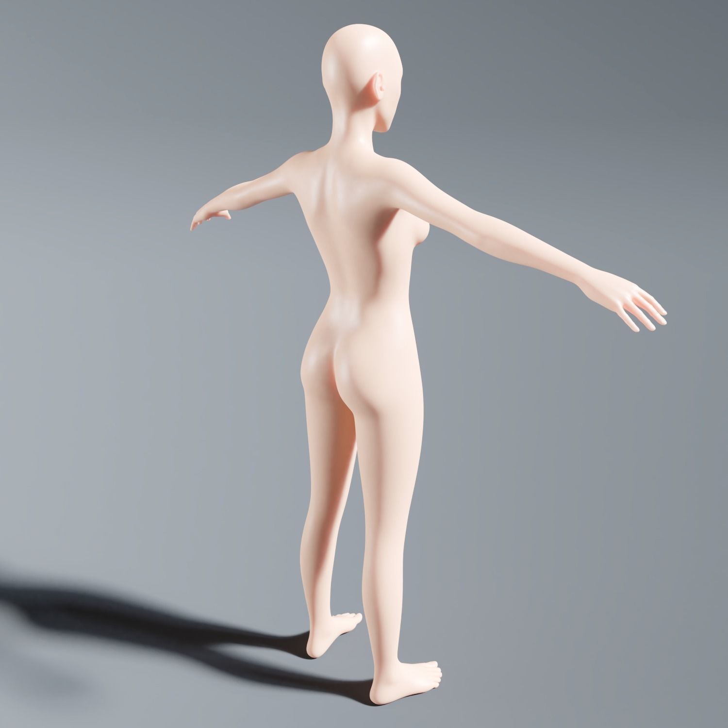 Female base mesh topology Low-poly 3D model_7