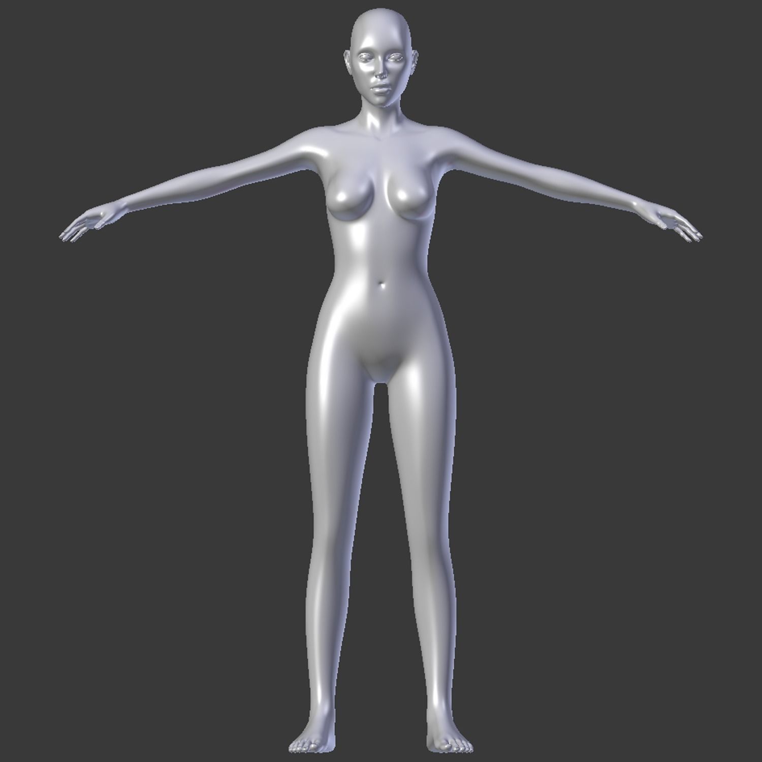 Female base mesh topology Low-poly 3D model_21