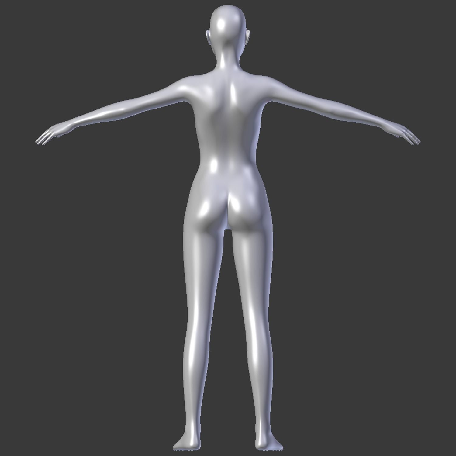 Female base mesh topology Low-poly 3D model_25