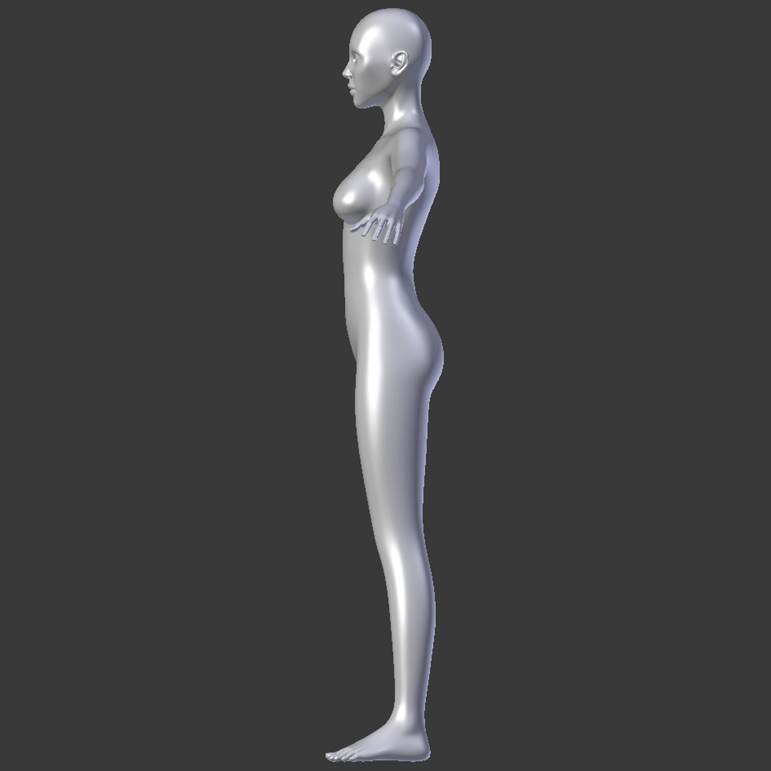Female base mesh topology Low-poly 3D model_23