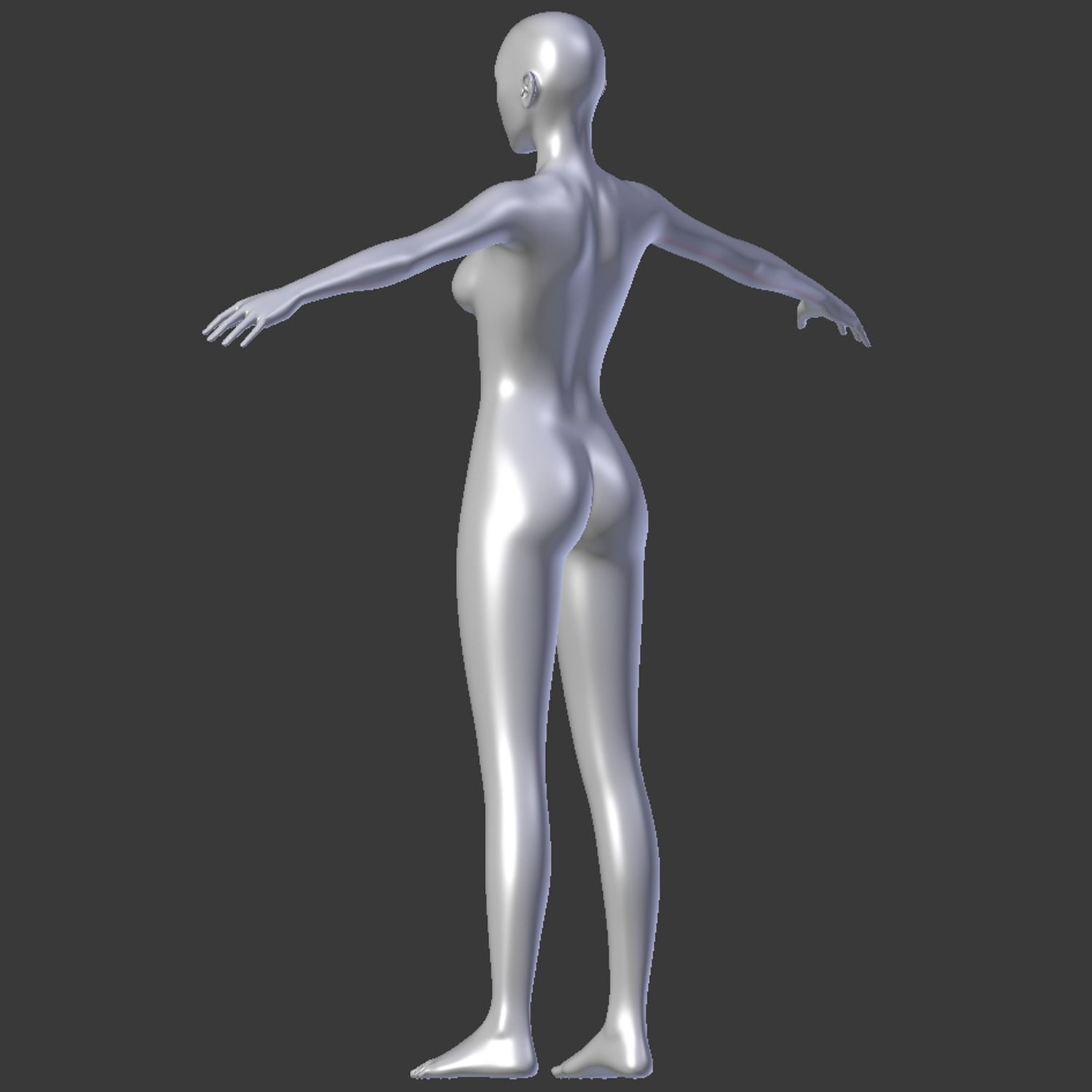 Female base mesh topology Low-poly 3D model_24