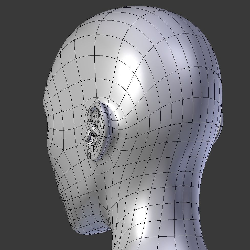 Female base mesh topology Low-poly 3D model_13