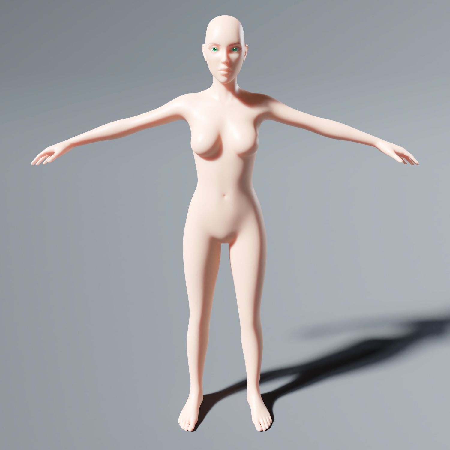 Female base mesh topology Low-poly 3D model_2