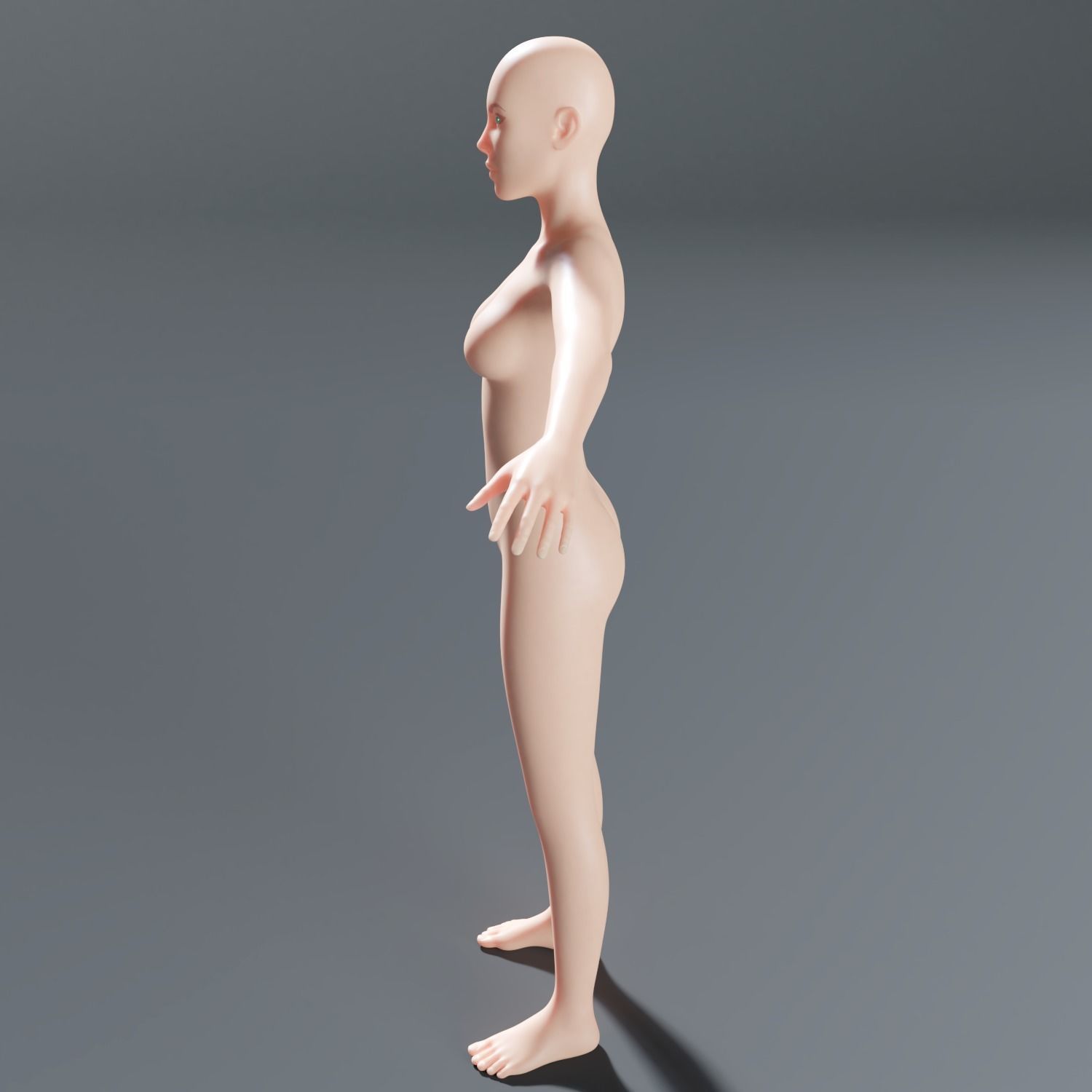 Female base mesh topology Low-poly 3D model_4