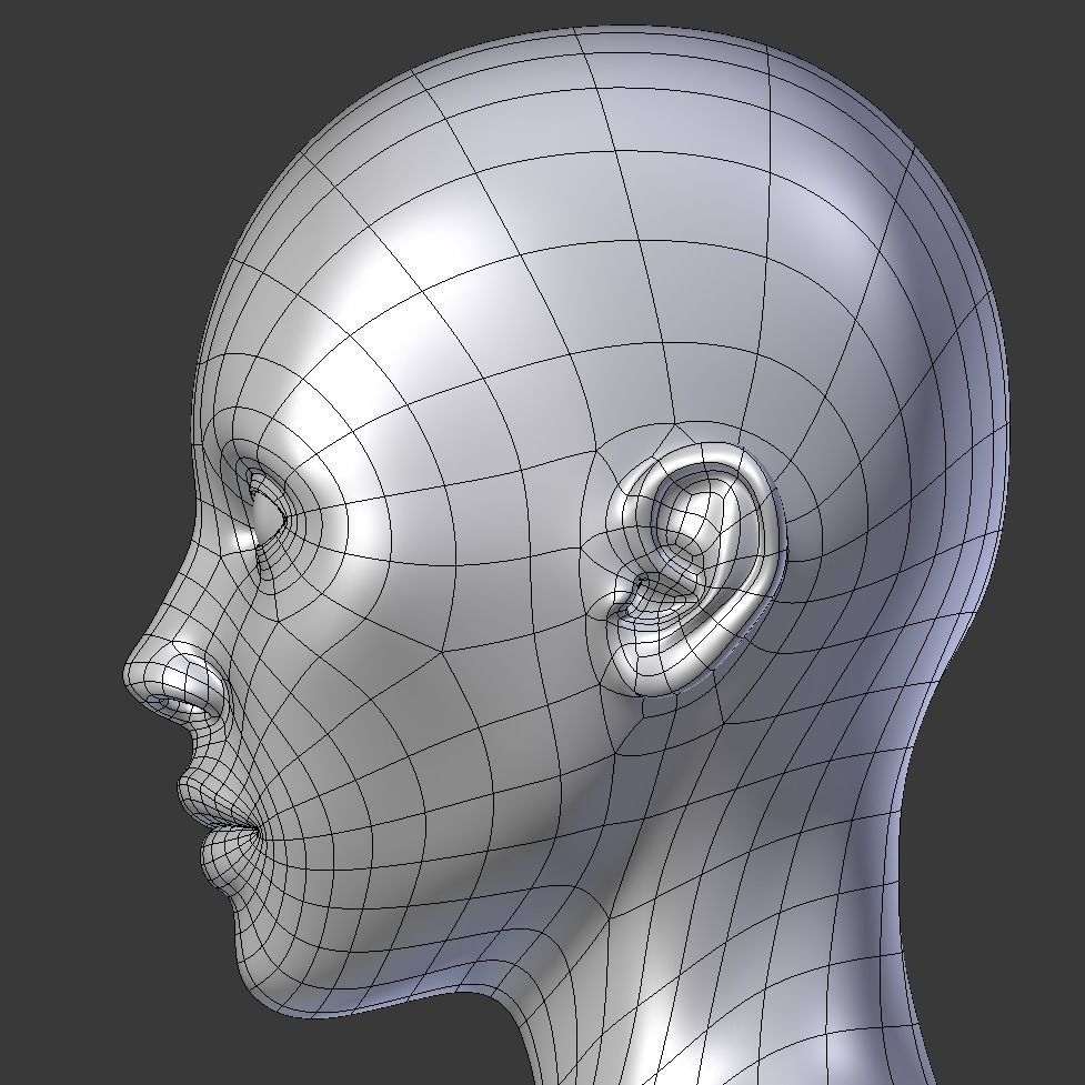 Female base mesh topology Low-poly 3D model_12