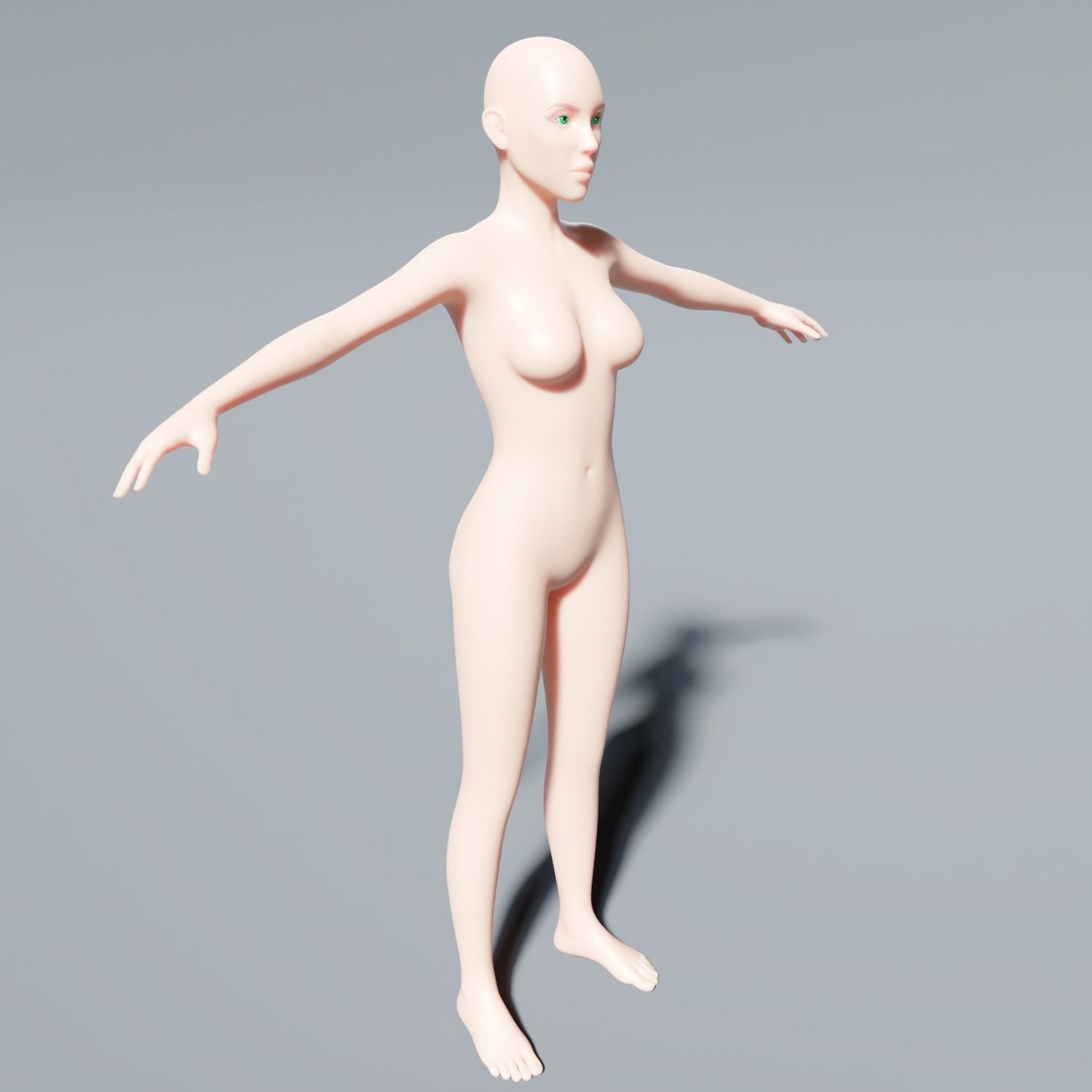 Female base mesh topology Low-poly 3D model_9