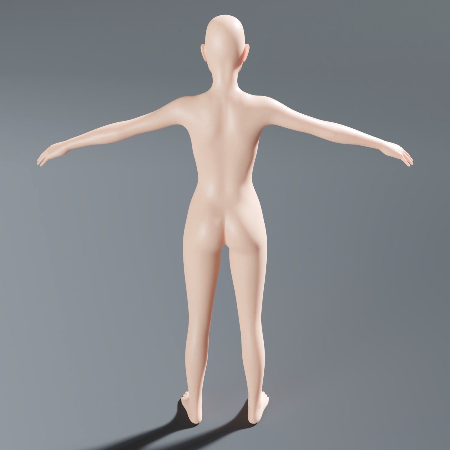 Female base mesh topology Low-poly 3D model_6