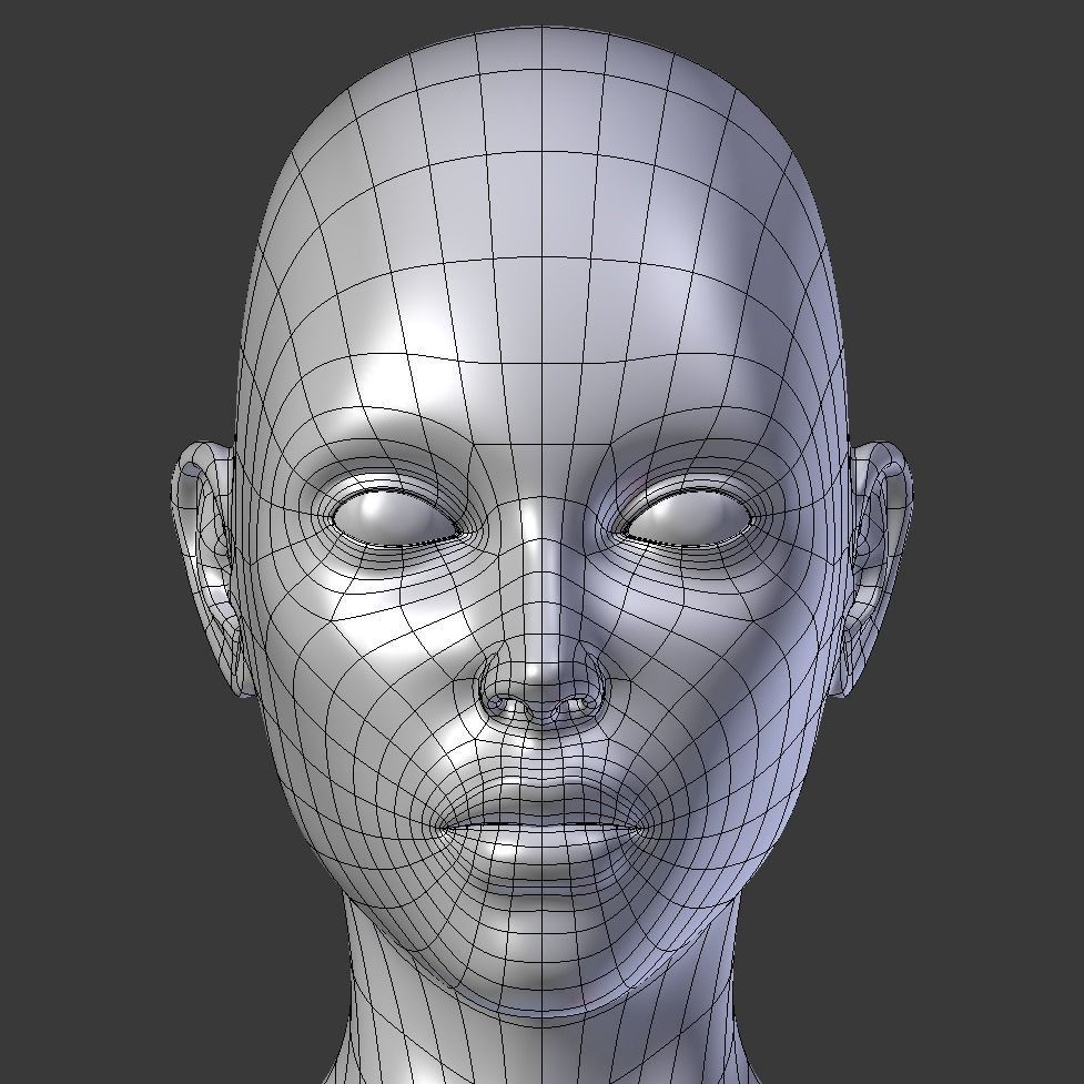 Female base mesh topology Low-poly 3D model_10