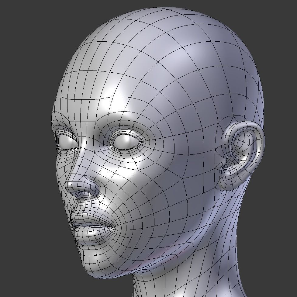 Female base mesh topology Low-poly 3D model_11
