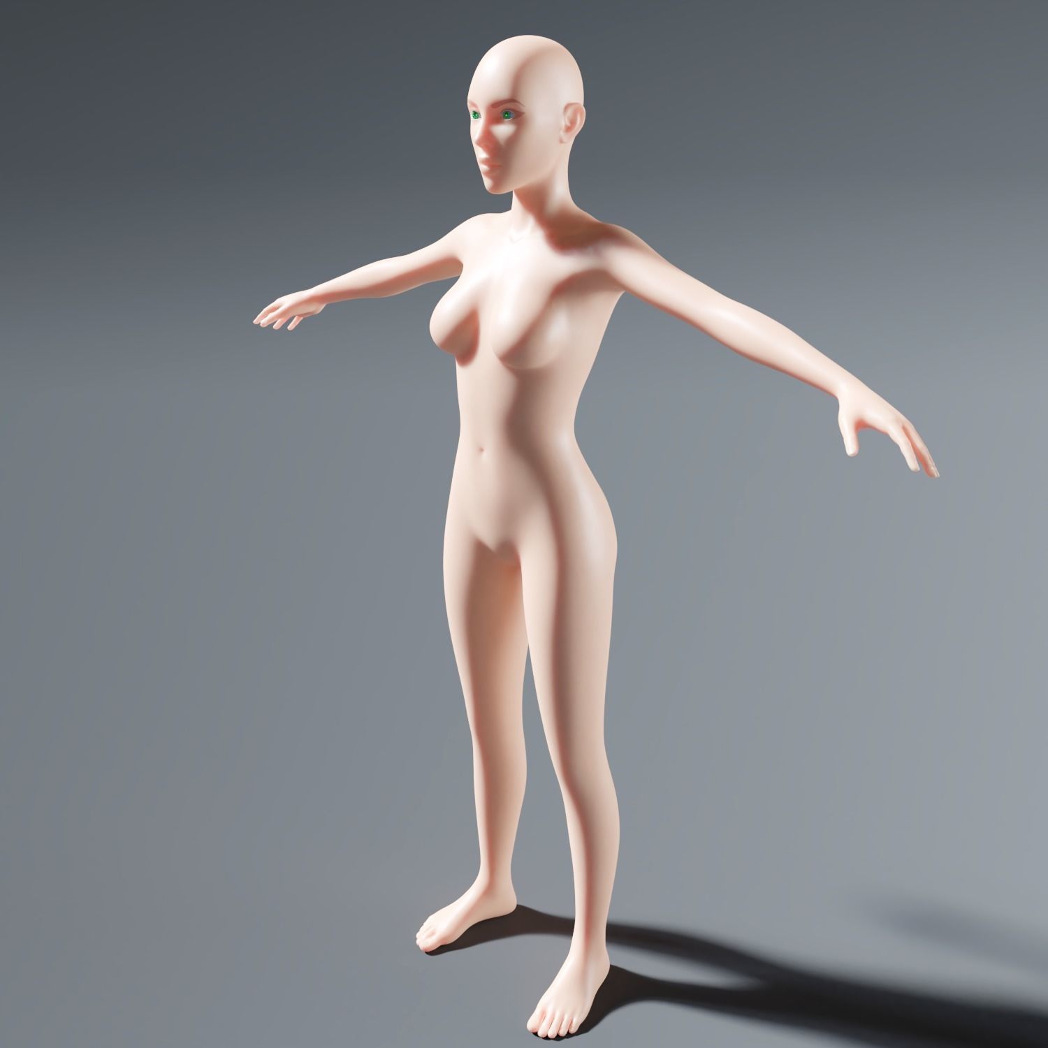 Female base mesh topology Low-poly 3D model_3