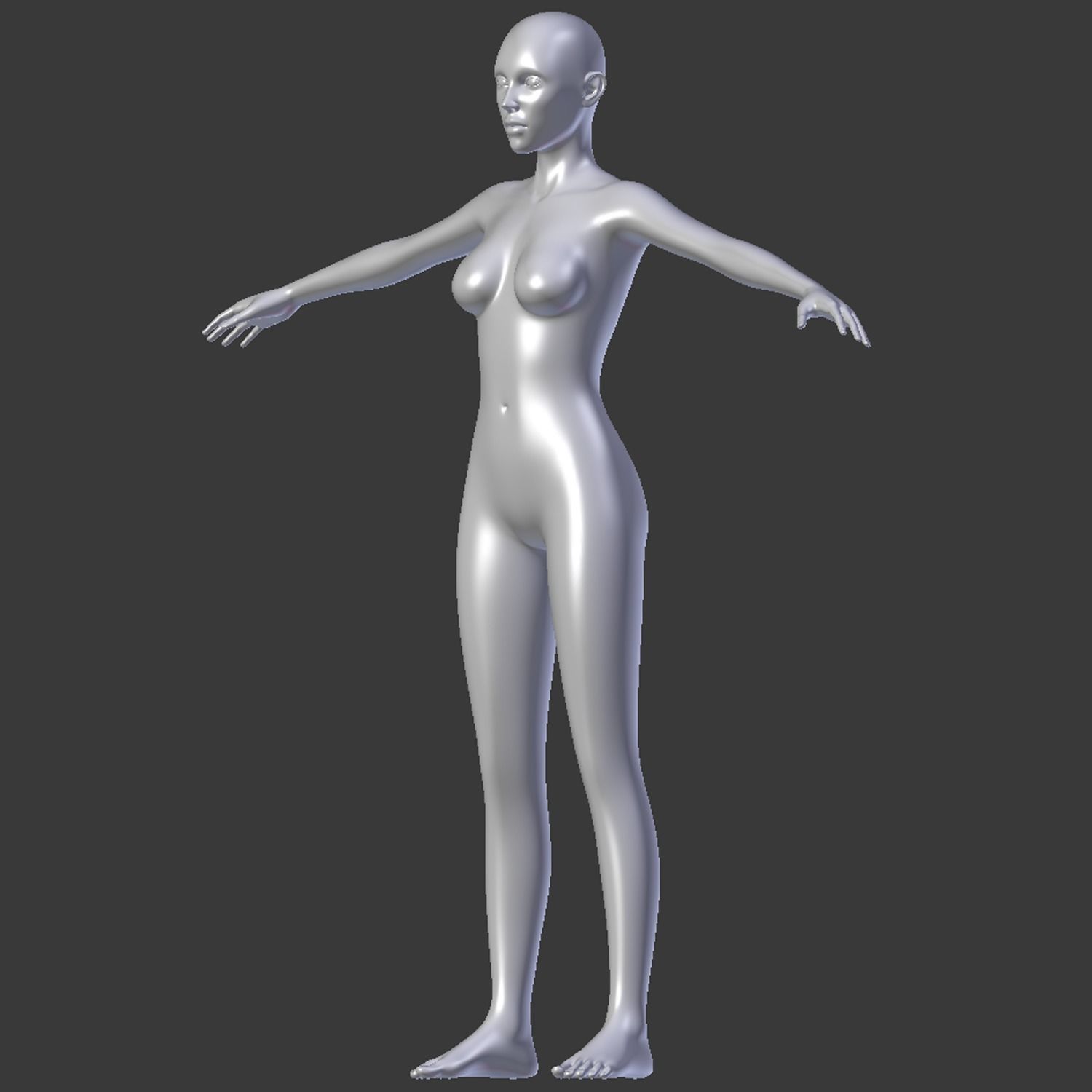 Female base mesh topology Low-poly 3D model_22