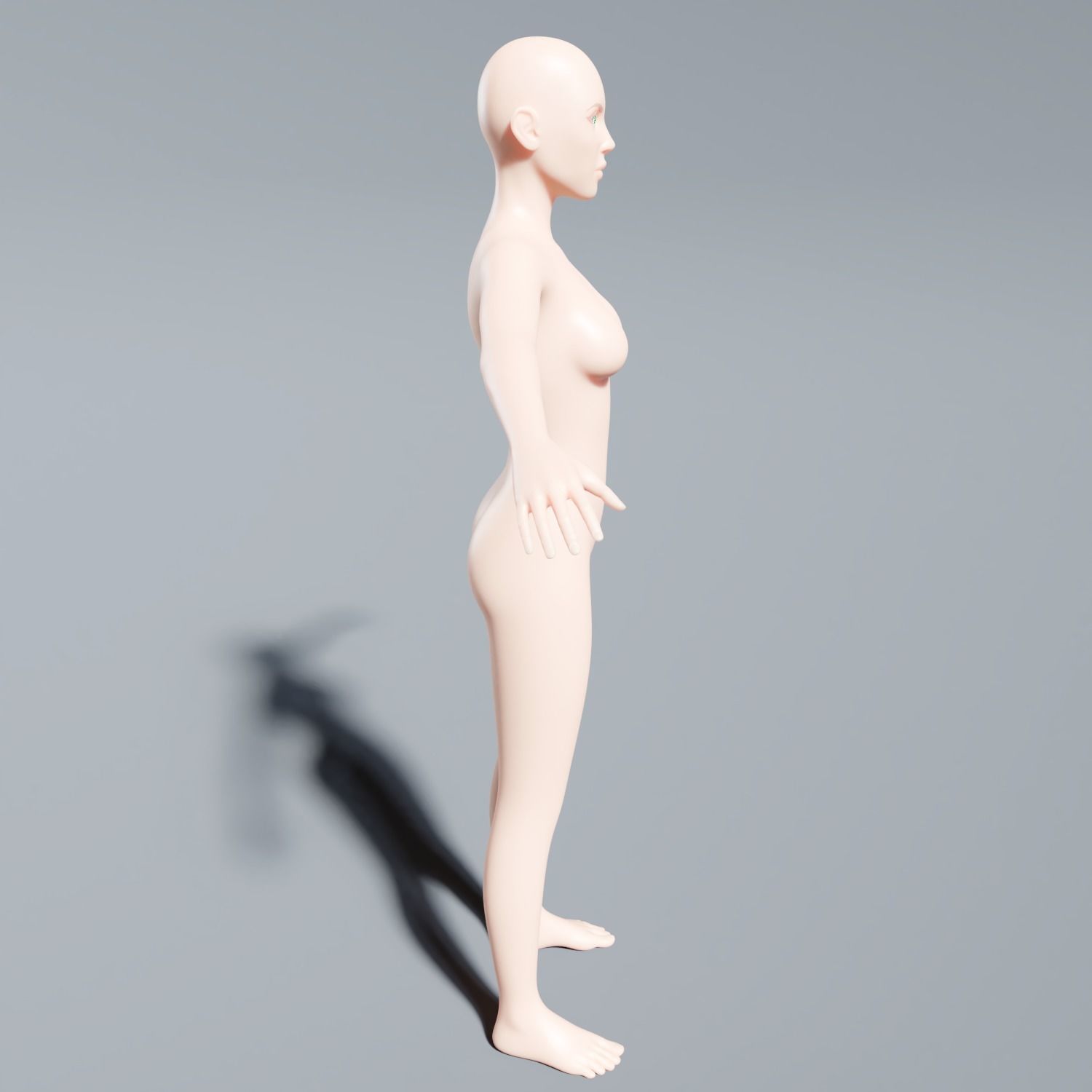 Female base mesh topology Low-poly 3D model_8