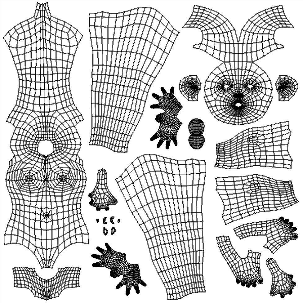 Female base mesh topology Low-poly 3D model_26