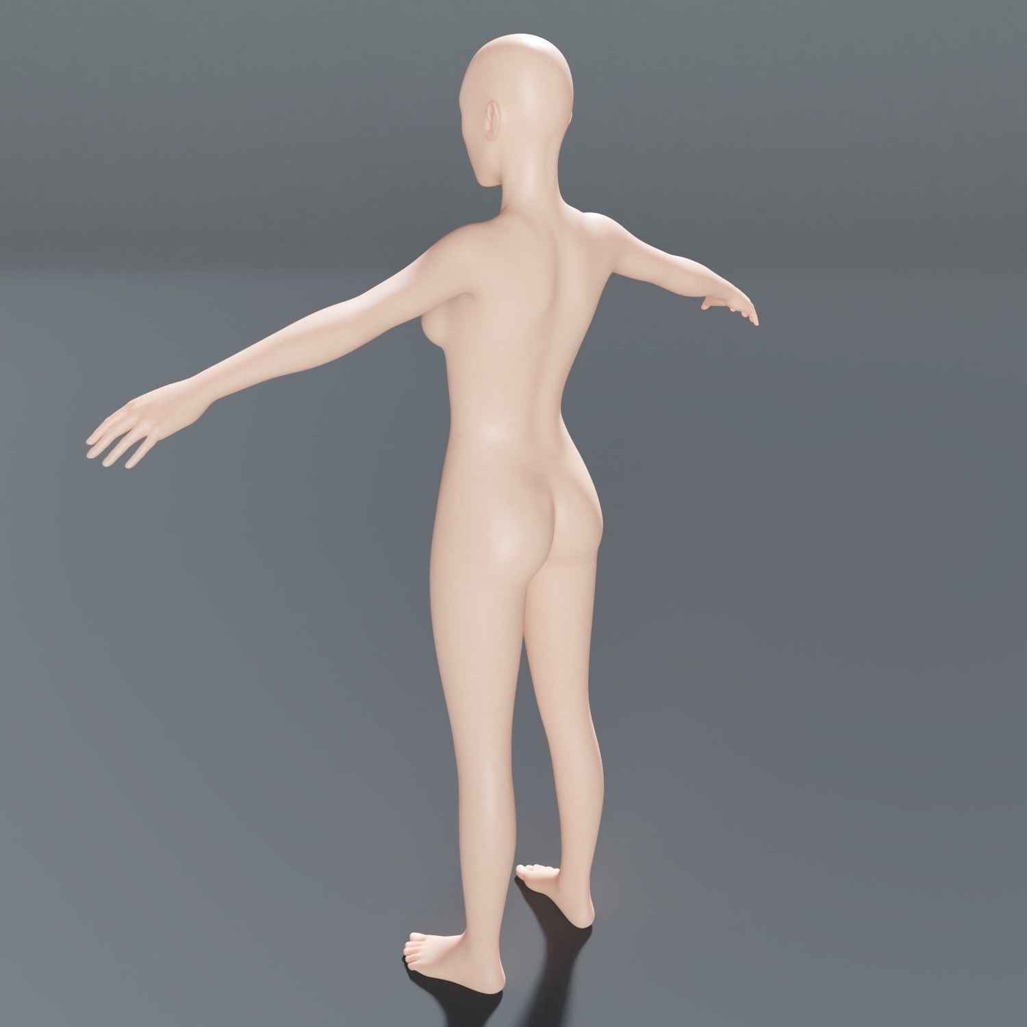 Female base mesh topology Low-poly 3D model_5