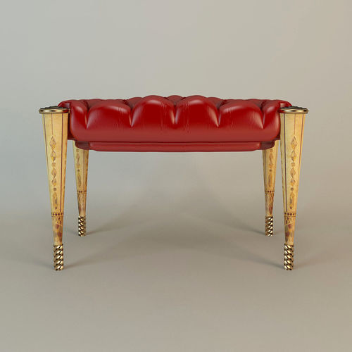 Padded Stool Art Deco Free 3D model