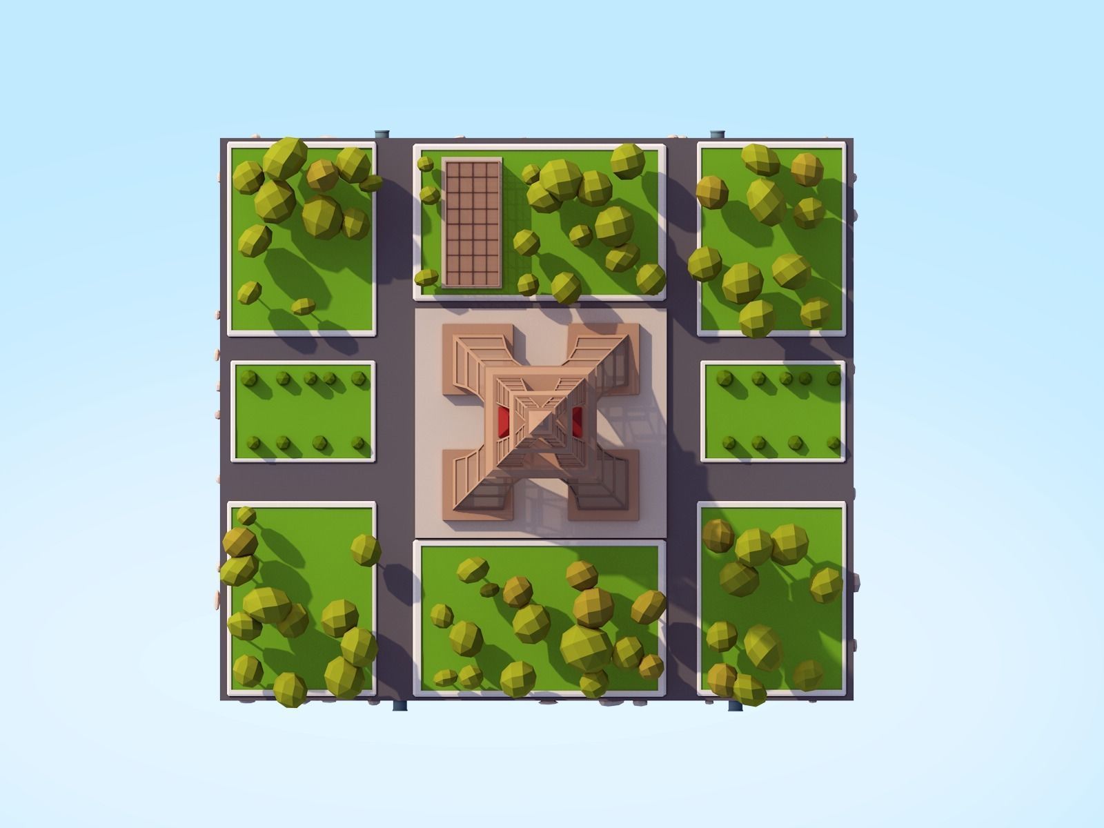 Cartoon Low Poly Eiffel Tower Landmark Low-poly 3D model_4