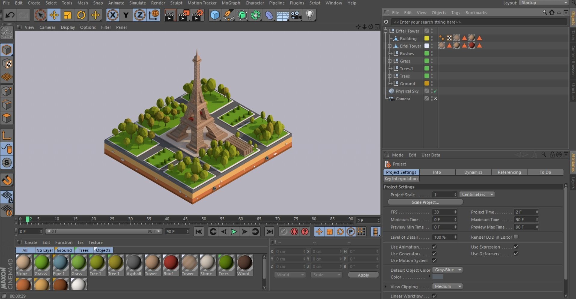 Cartoon Low Poly Eiffel Tower Landmark Low-poly 3D model_7