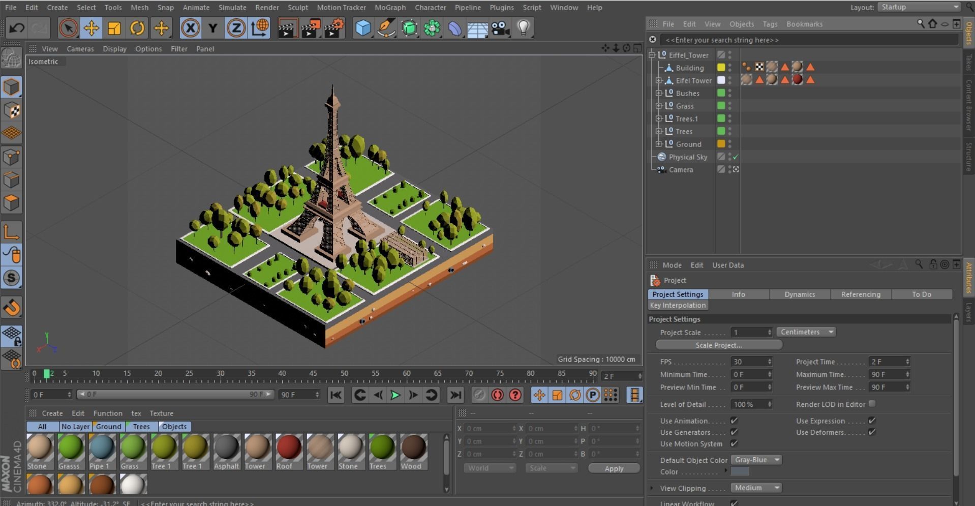 Cartoon Low Poly Eiffel Tower Landmark Low-poly 3D model_6