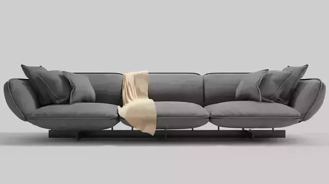 Sofa 3d model with blanket