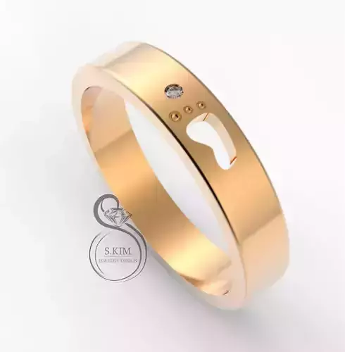 Ring with foodprint and gem