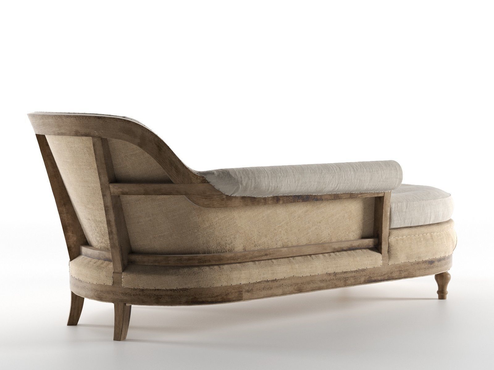 Deconstructed French Victorian Left Arm Chaise 3D model_1