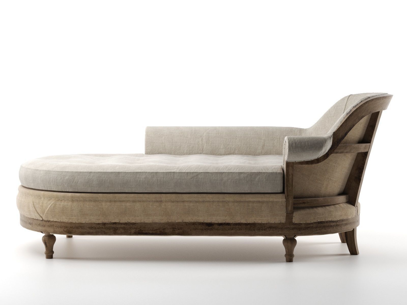 Deconstructed French Victorian Left Arm Chaise 3D model_2