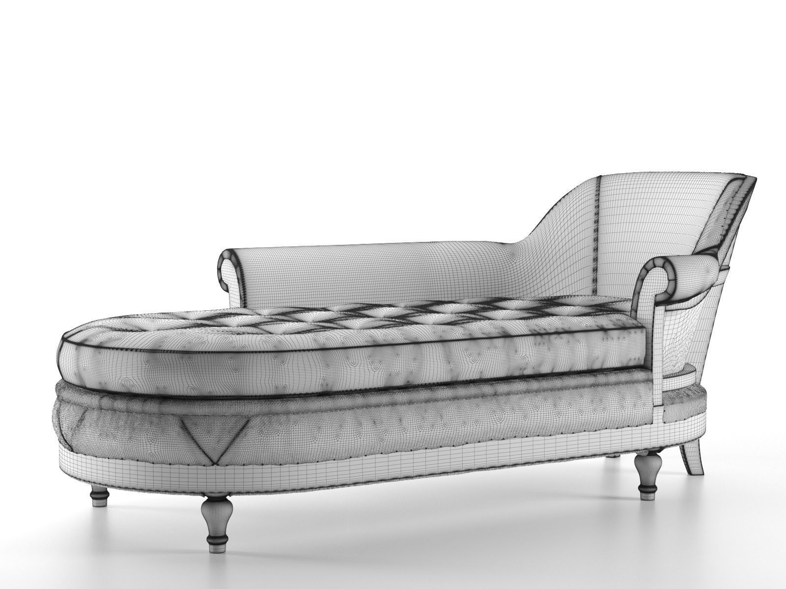 Deconstructed French Victorian Left Arm Chaise 3D model_3