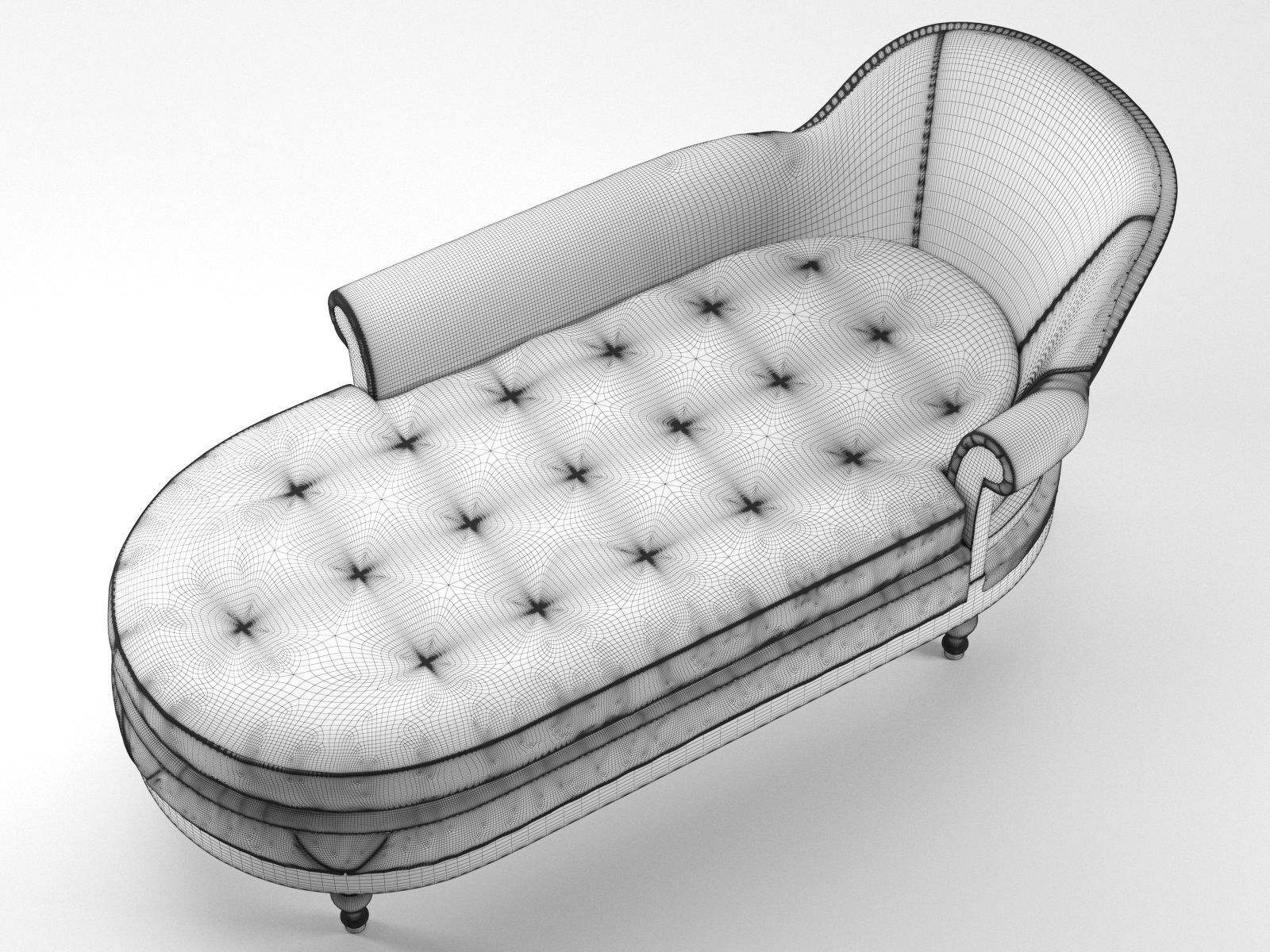 Deconstructed French Victorian Left Arm Chaise 3D model_4