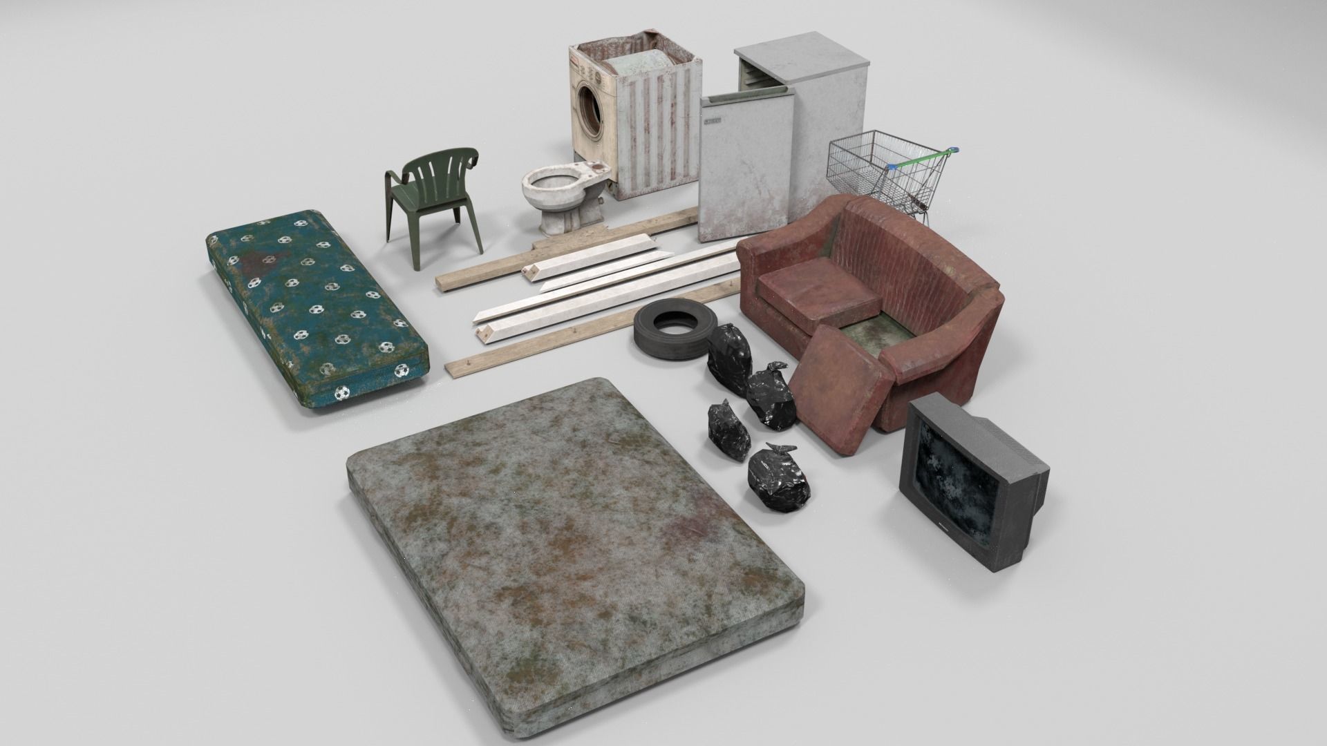 Abandoned Items Low poly model Low-poly 3D model_3