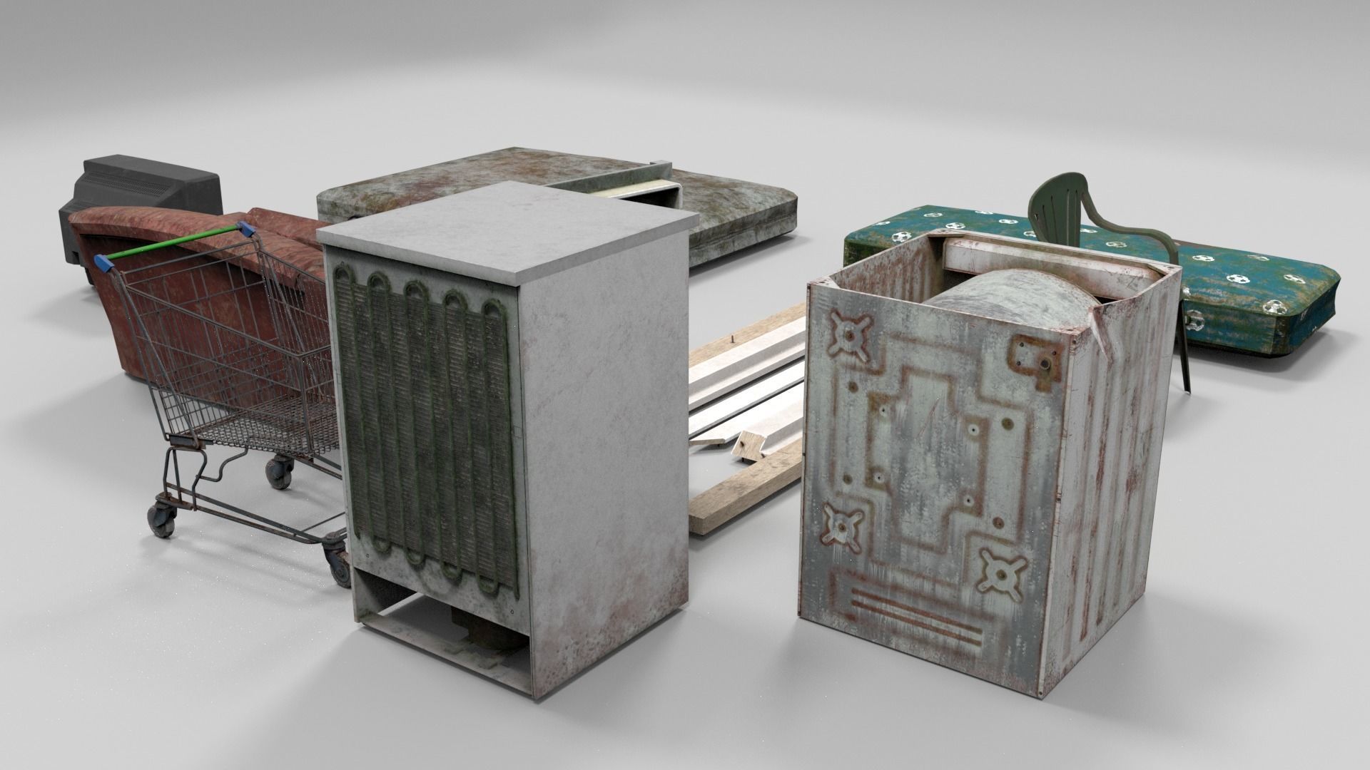 Abandoned Items Low poly model Low-poly 3D model_4