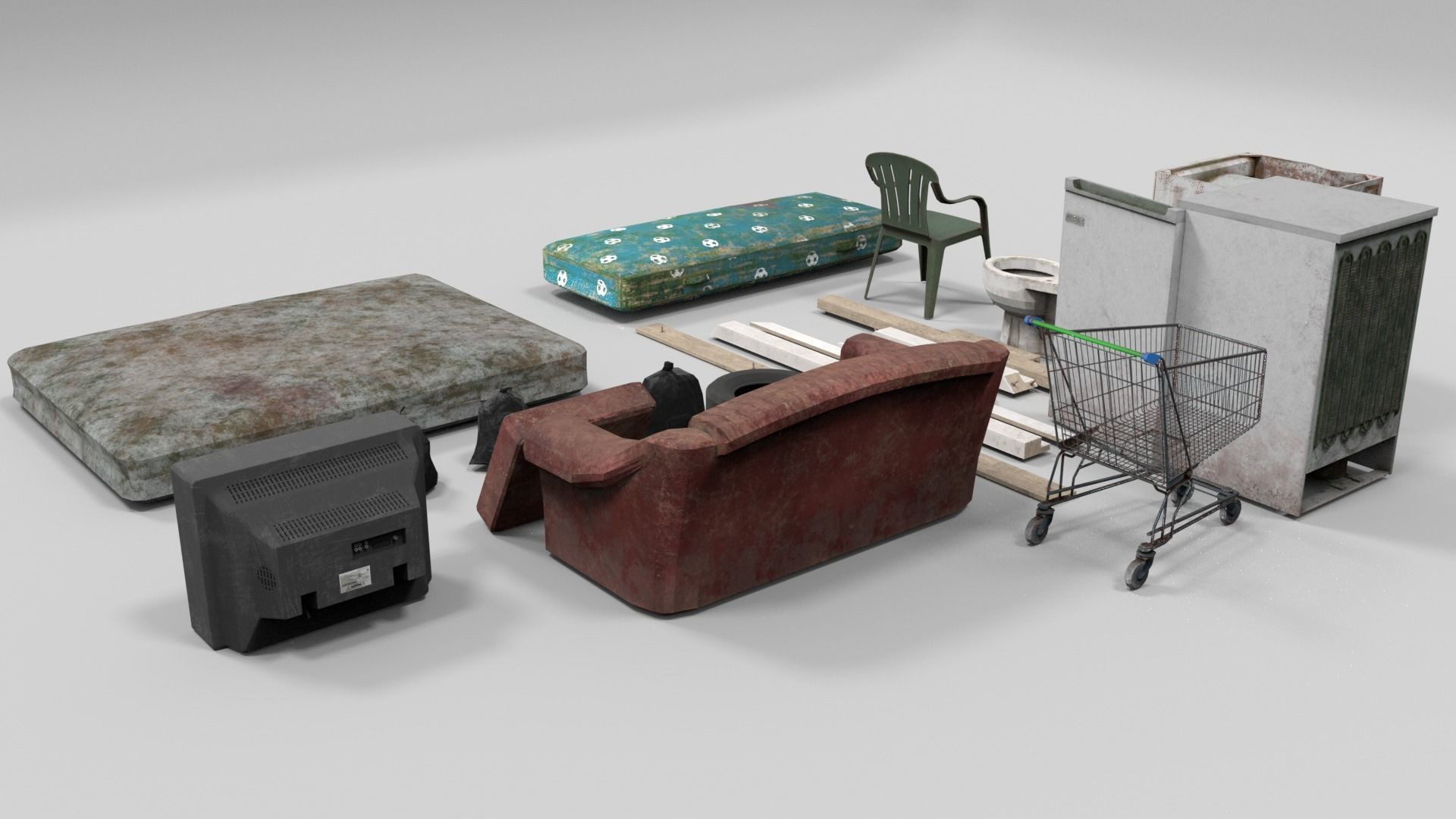 Abandoned Items Low poly model Low-poly 3D model_2