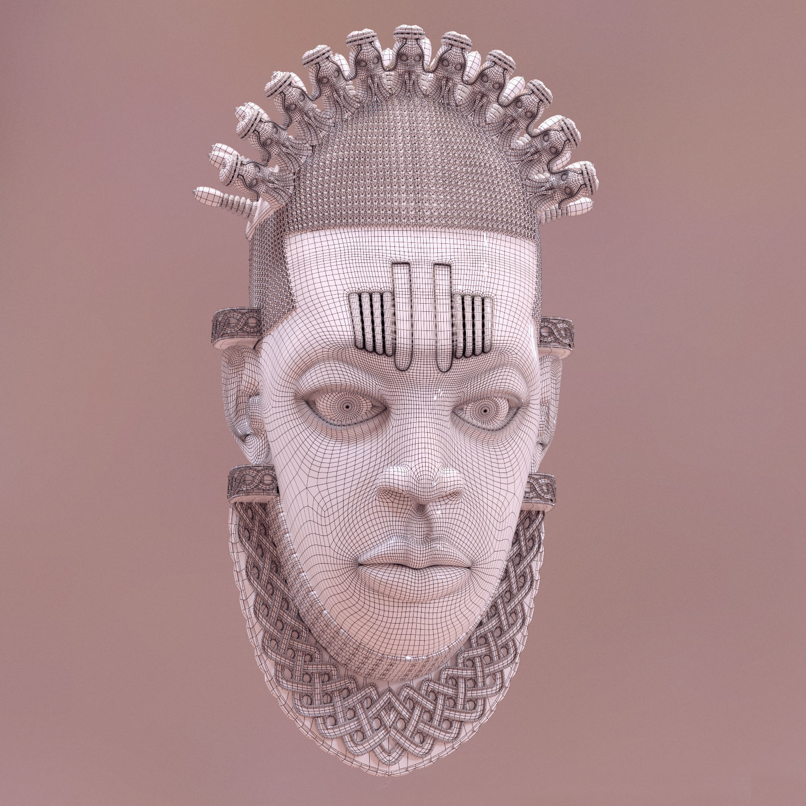 African mask Benin 3D print model_3