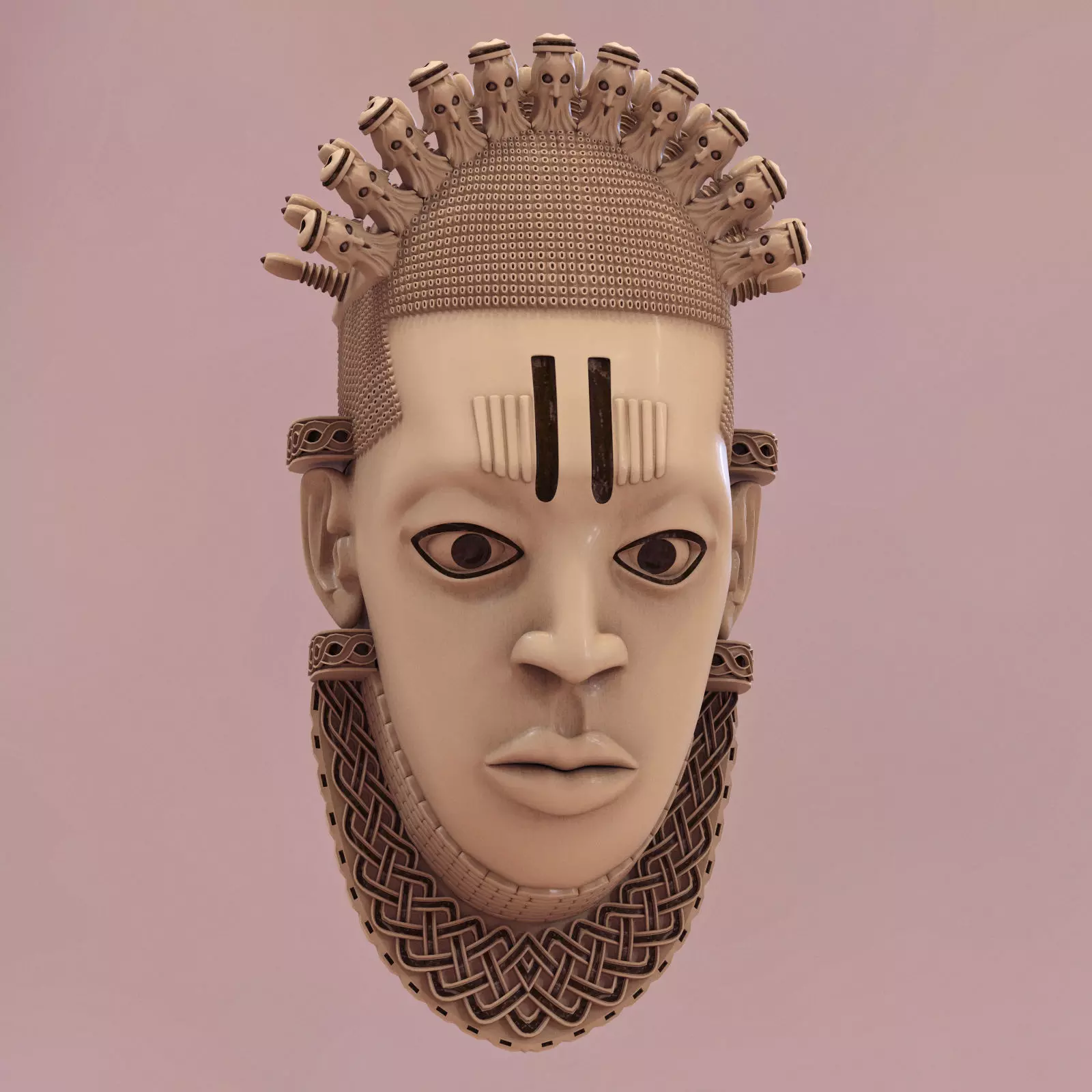 African mask Benin 3D print model_0