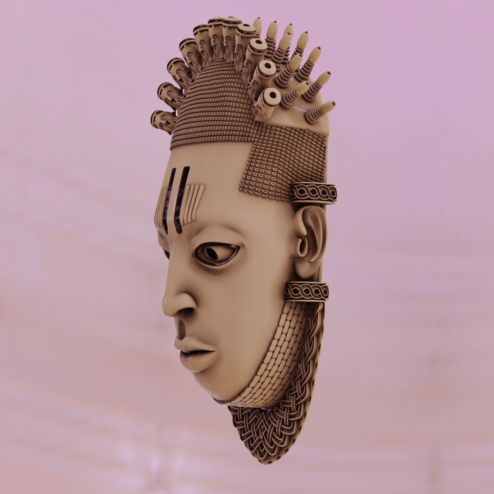 African mask Benin 3D print model_2
