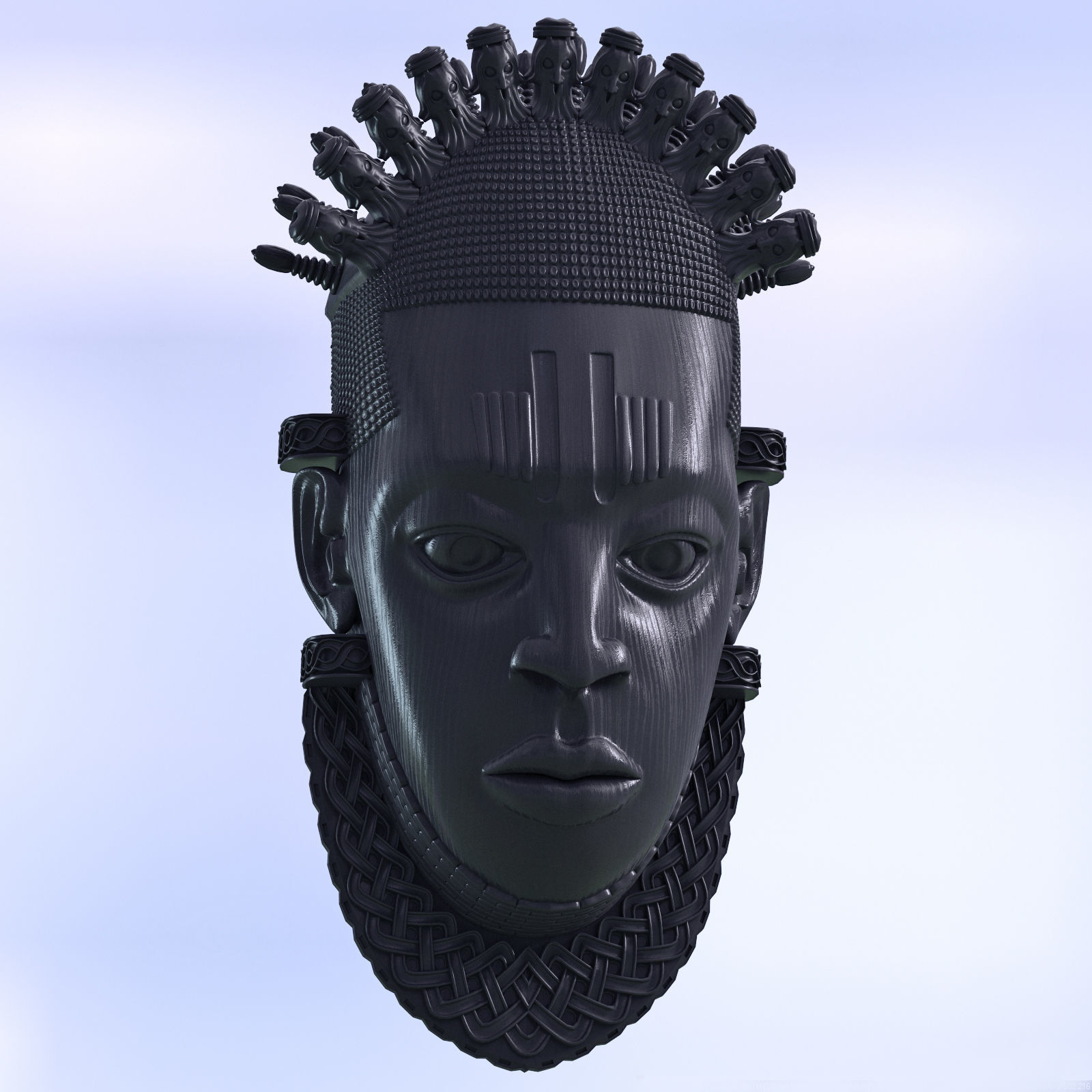 African mask Benin 3D print model_1