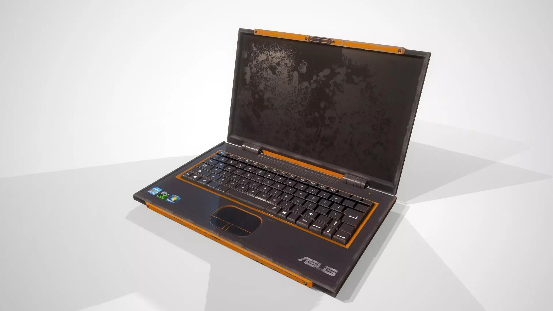 Notebook orange laptop Low-poly 3D model