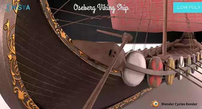 Oseberg Viking Ship Low-poly 3D model Low-poly 3D model